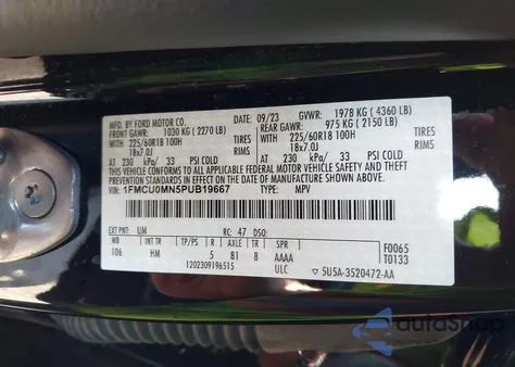 2023 Ford Escape St-Line from USA, damaged, VIN 1FMCU0MN5PUB19667